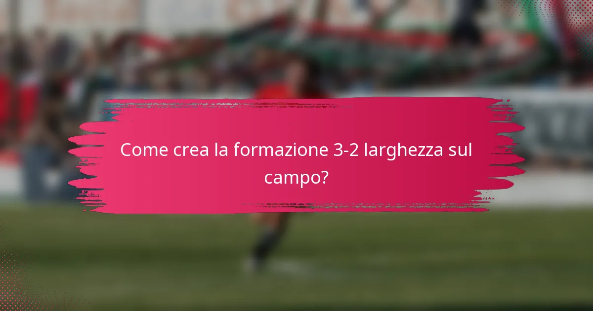 Come crea la formazione 3-2 larghezza sul campo?